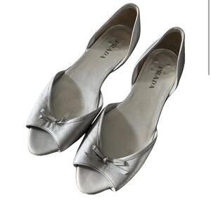 Prada Women's Metallic Silver Flats